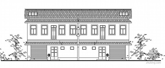 二层住宅建筑外观资料下载-某二层双拼式小康住宅建筑方案图