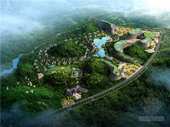 东南亚风格小区中心景观资料下载-[贵州]东南亚风格度假养生酒店规划设计方案文本