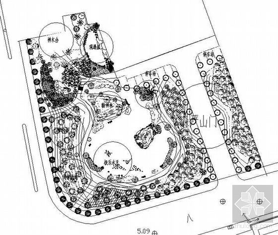 cad园林景观总平资料下载-某寺庙景观绿化总平