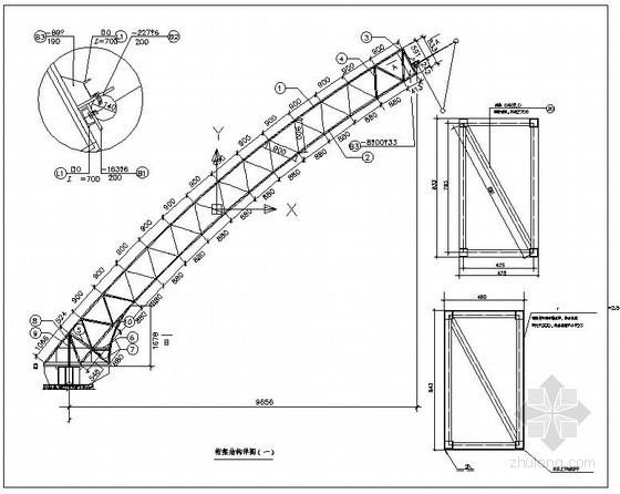 大棚弧形钢管桁架图资料下载-某弧形钢桁架节点构造详图