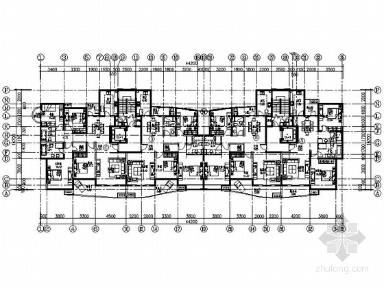 11层小高层户型图片资料下载-某小高层板式住宅户型图（120、140、170平方米）