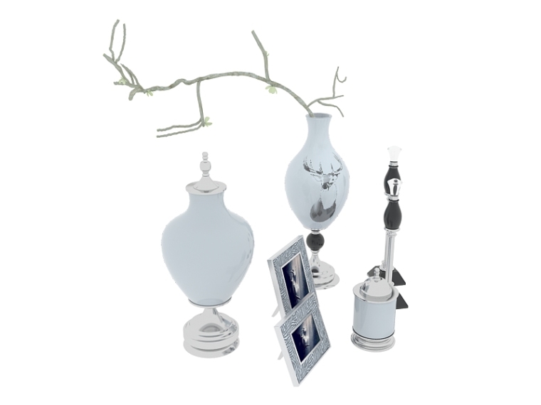 典雅中式陶瓷花瓶资料下载-干支花瓶3D模型下载