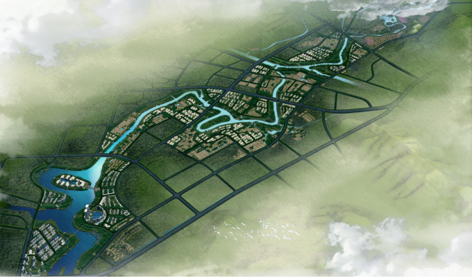 [浙江][知名景观公司]滨海两岸景观规划方案设计-规划鸟瞰图