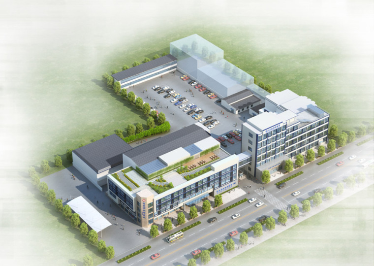 医院建筑景观规划设计案例鸟瞰效果图-医院效果图 (16)