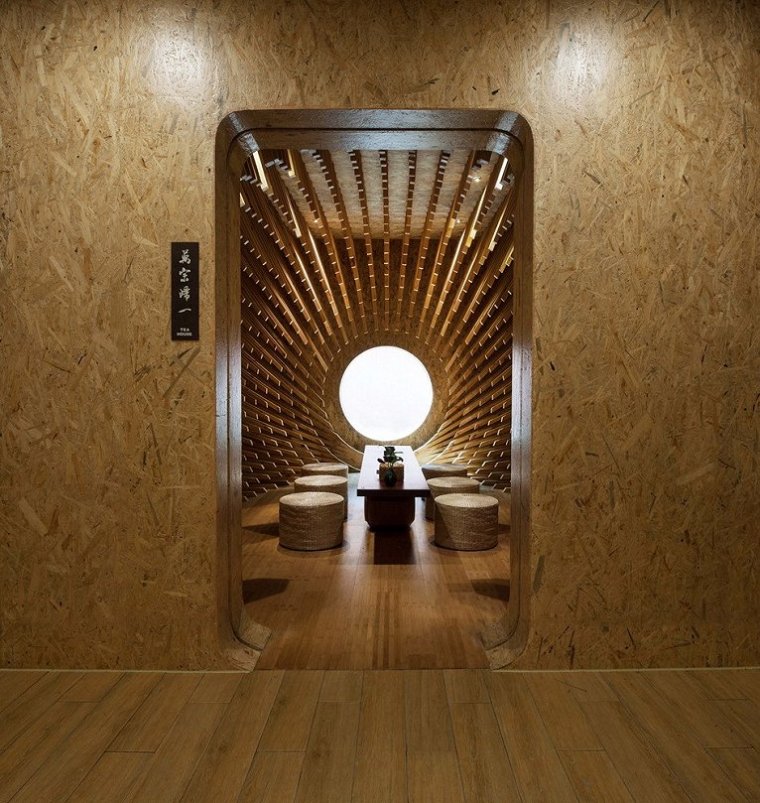 上海矩形空间交叠的茶室室内实景图 (1)