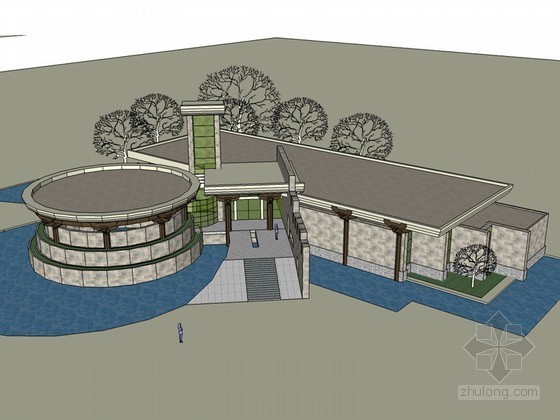 博物馆景观公园资料下载-地质公园博物馆SketchUp模型下载