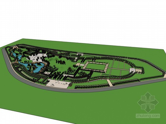 公园中心景观节点资料下载-中心公园SketchUp模型下载
