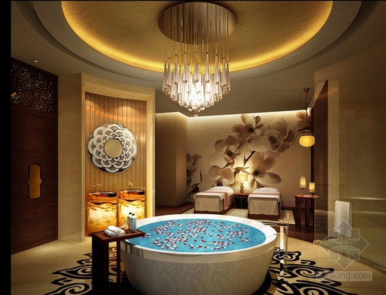 [西安]风格独特四星级酒店SPA区装修设计施工图（含效果）-宾馆酒店装修-筑龙室内设计论坛