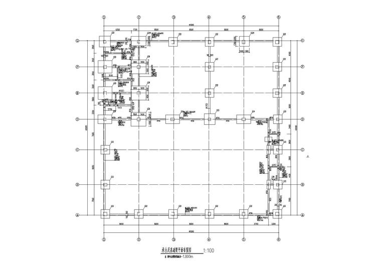 体育馆结构施工图_螺栓球网架屋盖2014-承台及基础梁平面布置图