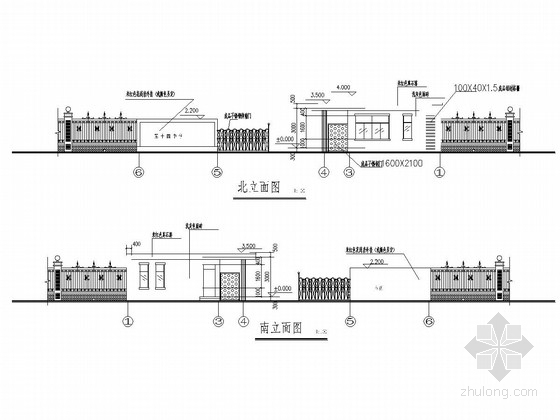 卫生院大门施工图资料下载-中学大门围墙结构施工图（含建筑图）