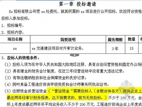 招标文件的审计资料下载-[江西]交通建设项目审计招标文件