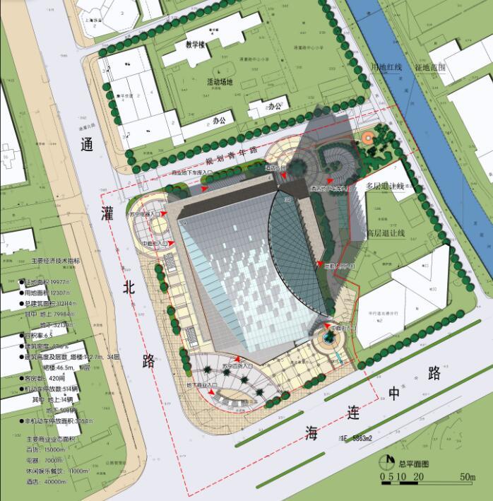 [苏州]连云港高端商务酒店建筑设计文本（cad+效果图）-[苏州]连云港高端商务酒店建筑设计文本总平面图