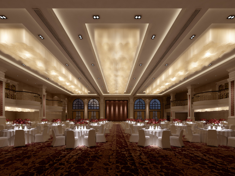 宴会厅设计ppt资料下载-欧式宴会厅3D模型下载