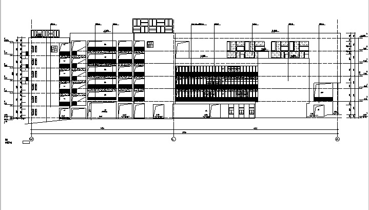 [深圳]六层框剪结构新建中学建筑施工图（含结构专业）-多层新中式风格塔式住宅建筑立面图