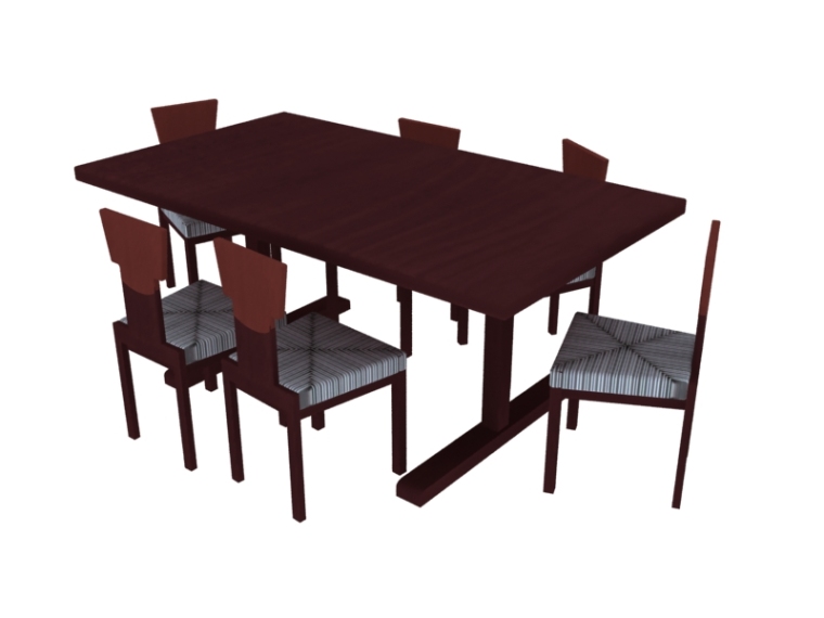 餐桌模型下载资料下载-六人餐桌3D模型下载
