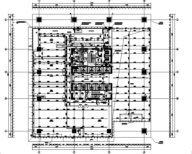 山东知名地产超高层办公建筑给排水设计施工图-二层喷淋平面图