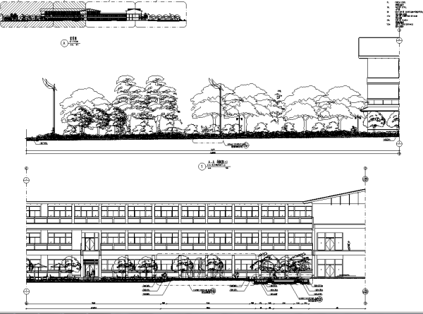 [陕西]“红飘带”滨江中式公园商业街景观全套施工图（附方案文本）-景观剖面图