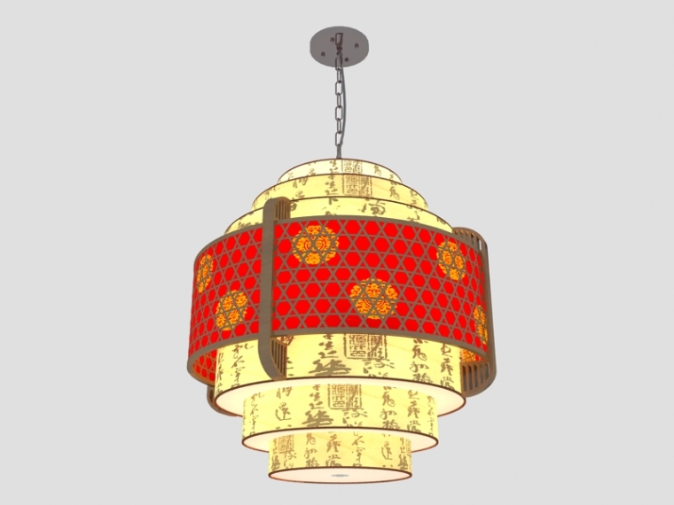 中式华丽吊灯资料下载-华丽中式吊灯3D模型下载