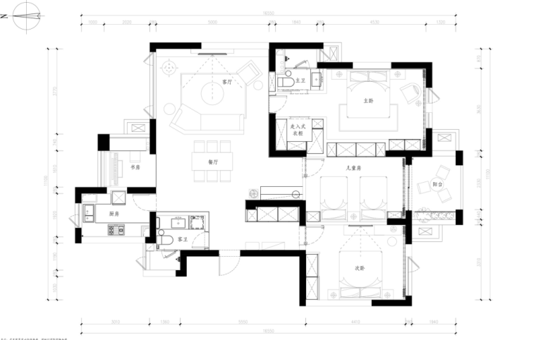 海南白金海岸住宅商业资料下载-[杭州]白金海岸三居室住宅设计施工图及效果图
