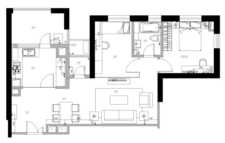 梁志天——上海两室一厅室内装修施工图设计