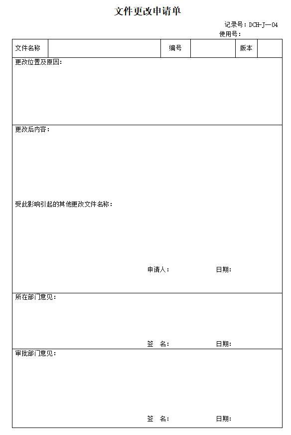 全套房地产物业公司质量表格（207页）-文件更改申请单