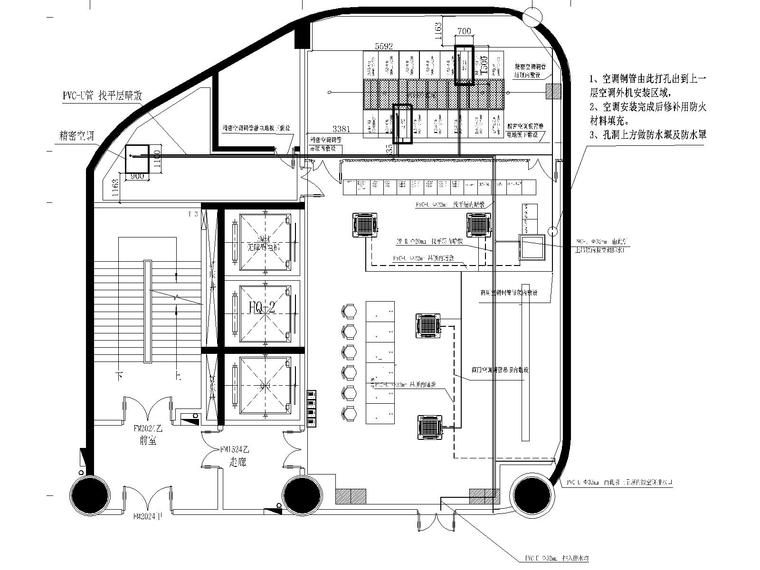 [广西]超高层监控中心+数据中心机房+弱电间装修全套施工图-办公综合机房空调系统布置图.jpg