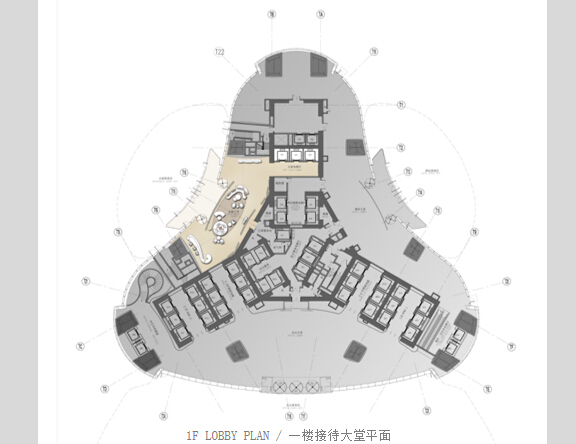 [湖北]CCD--武汉绿地新中心服务式酒店公寓方案文本-一楼接待大堂平面图