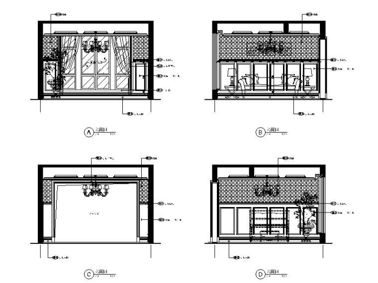 [重庆]英伦风格别墅样板房设计CAD施工图（含效果图）-【重庆】英伦风格别墅样板房设计CAD施工图（含效果图）立面图