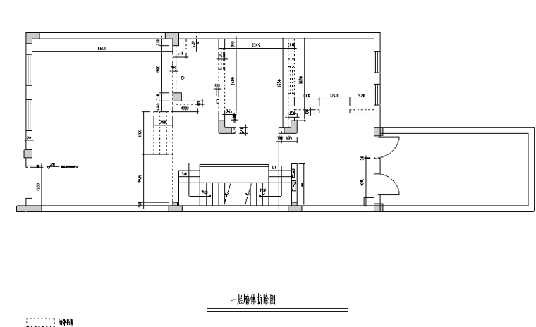 [江苏]欧式400平米联体别墅设计施工图（附效果图）-一层墙体拆除图