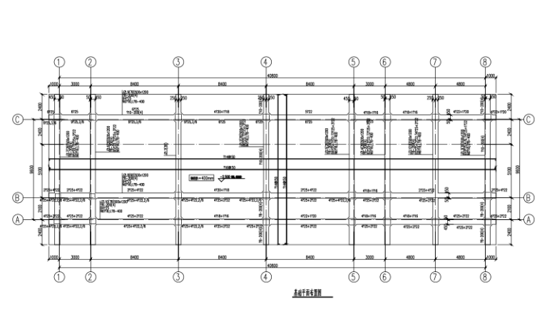 四层框架结构教学楼结构施工图（CAD、17张）-基础平面布置图