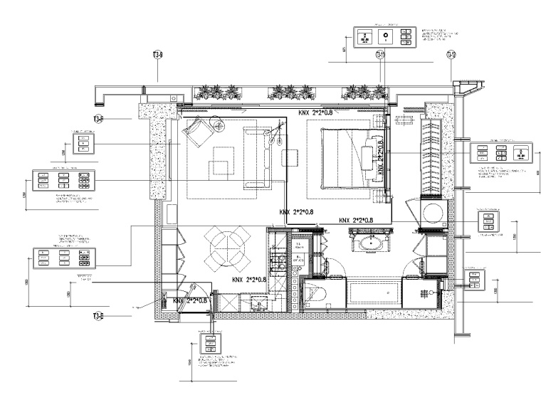 [广东]Wilson&Associates-知名地产大涌西塔T3公寓入户大堂｜3套样板间施工图+设计方案+物料-6开关定位图_看图王(1)