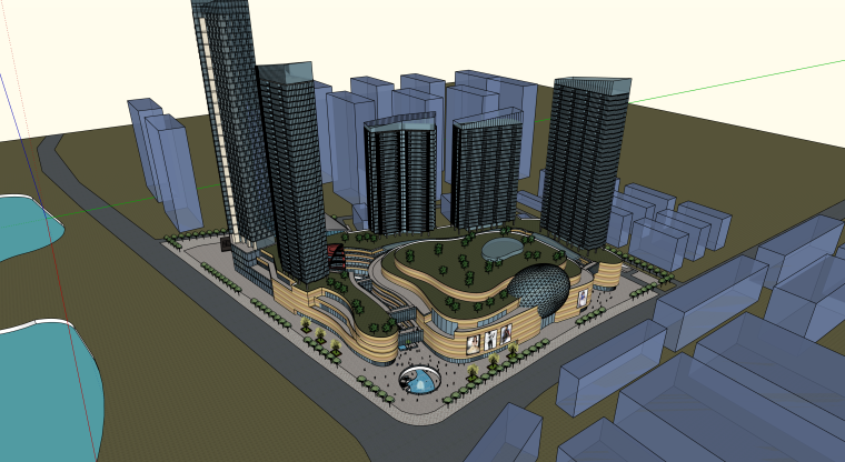 大型商业建筑3D模型资料下载-大型商业综合体建筑设计模型