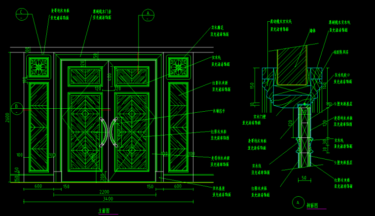 CAD中式门模块资料下载-仿古门CAD大样详图（中式+欧式）