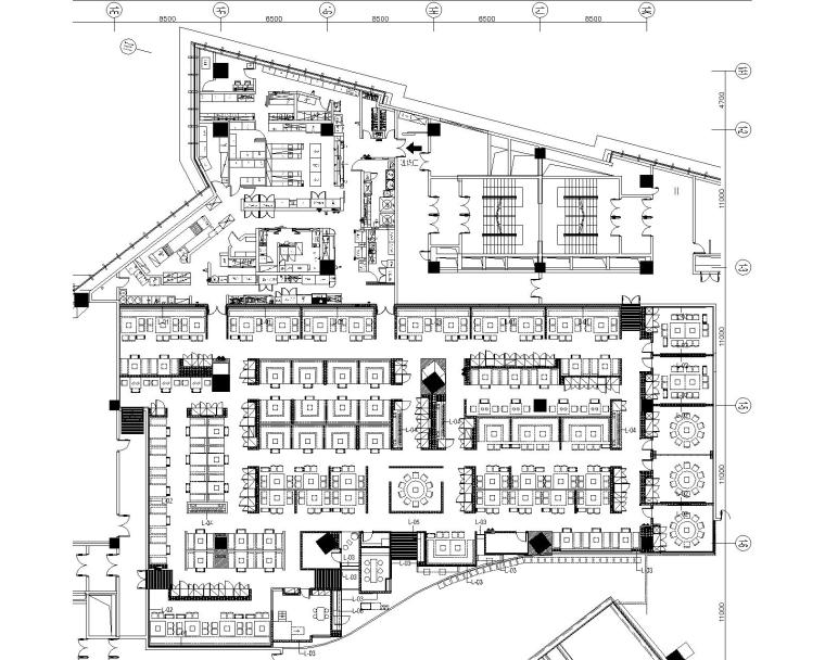 [古鲁奇]海底捞火锅武汉群星城店丨效果图+CAD施工图+机电施工图+后厨施工图+实景图-地灯点位图