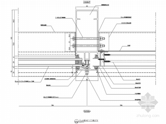 18层环保大楼幕墙施工图（明框玻璃幕墙 铝板幕墙）-明框玻璃幕墙铝合金百叶横剖节点