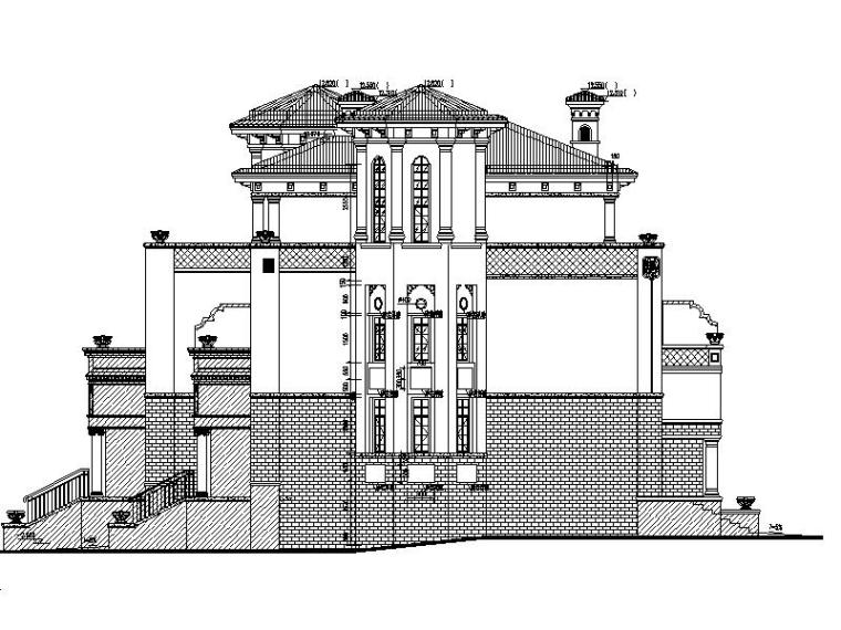 [成都]简欧风格三错接三层联排别墅施工图-剖面立面_t3-Model