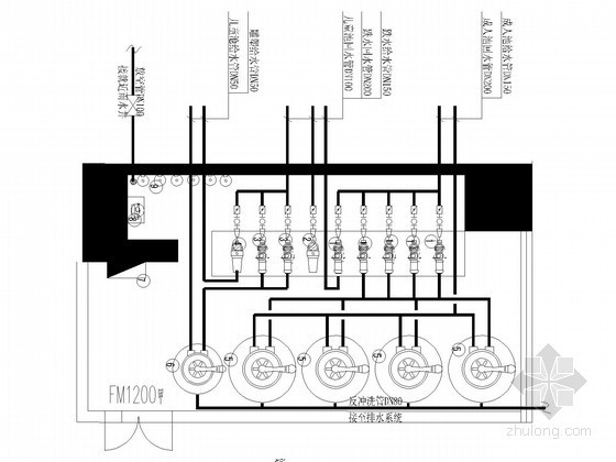 [深圳]室外游泳池水处理工程水电施工图纸-机房管道布置平面图 