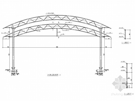 [重庆]单层轻钢结构车间厂房结构图（含建筑图）-GWJ2钢屋架结构图 
