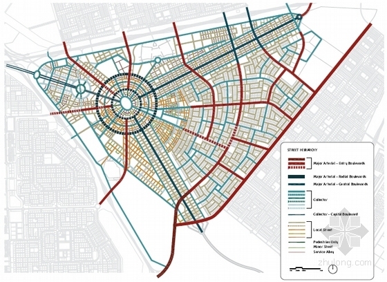 [国外]“中心性”城市区域景观规划设计方案-轴线道路分析