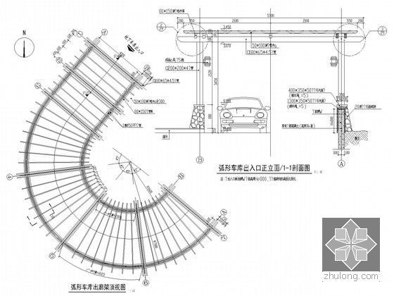 园林景观车库廊架施工详图17例-园林景观车库廊架施工详图