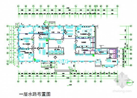 [安徽]妇幼保健所室内装饰工程清单计价实例(全套图纸 标底)-一层水路布置图 