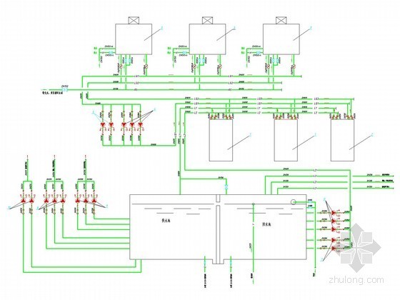 [河南]工厂车间空调制冷站系统设计施工图-工艺流程图 