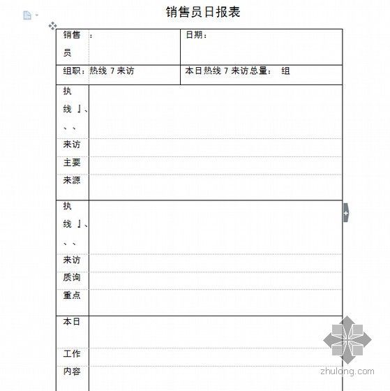 知名房地产企业销售管理规范手册(108页)-销售员日报表