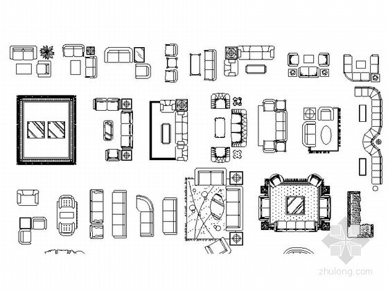 超全客厅沙发CAD图块下载 