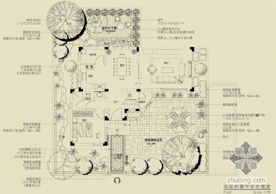 别墅楼顶花园设计图资料下载-某别墅花园设计图1