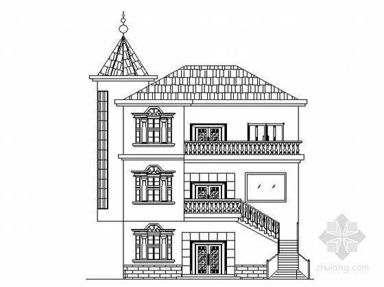 三层别墅设计外观图纸资料下载-某三层农村别墅设计方案