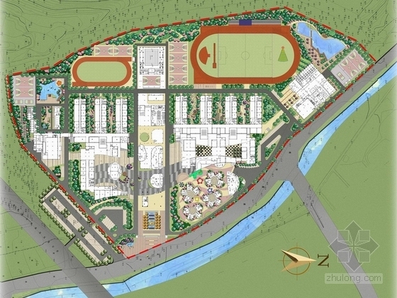 新型道路护栏资料下载-[宁波]现代新型国际合作学校景观设计方案