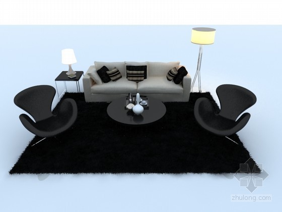 现代沙发时尚资料下载-现代时尚沙发茶几3D模型下载