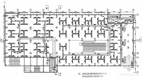 板楼标准层平面图pdf资料下载-商场标准层风管平面图纸(全空气系统)