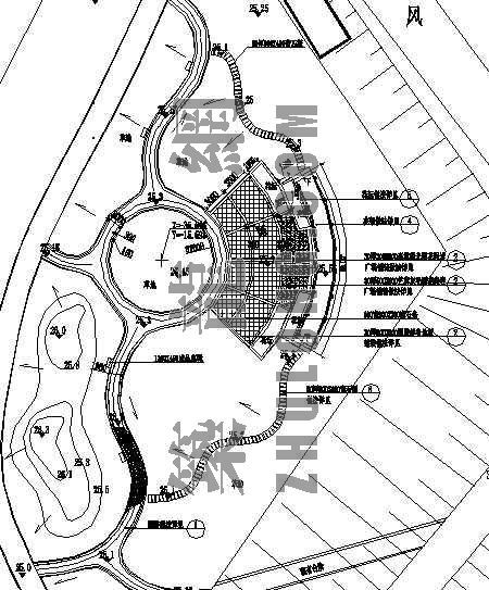 三角屋顶钢结构亭子施工图资料下载-某食品三角地小游园施工图